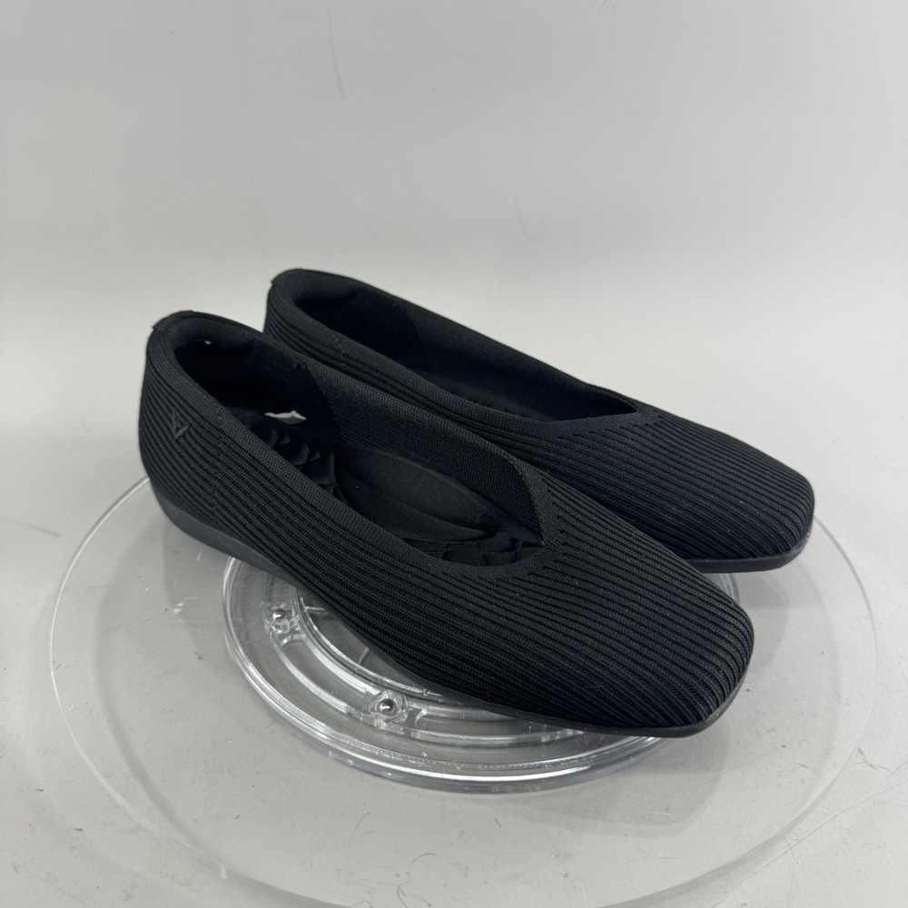 Vivaia Women Knit Square Toe Flats RPET Recycled Black Size EU 36.5 W Wide